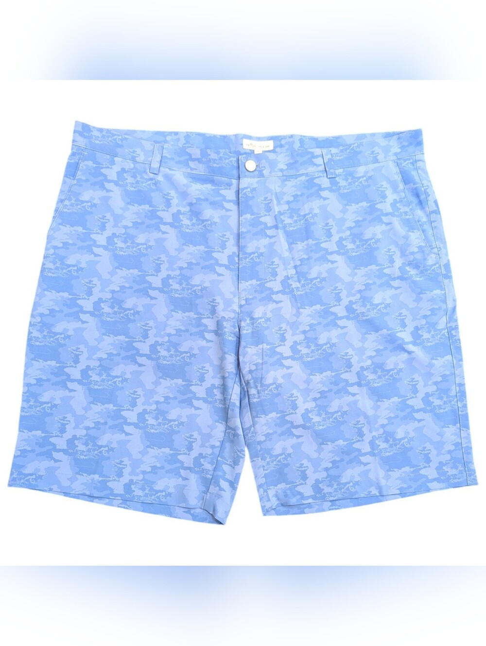 Peter Millar Golf Shorts Mens Size 42 Stretch Flat Front Camo Blue 10" Inseam
